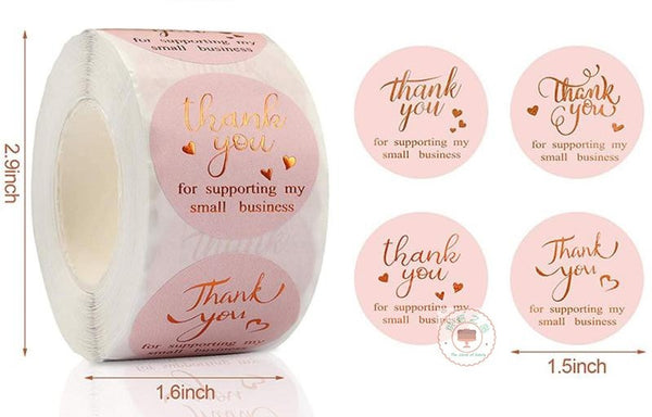 Stickers 38mm - 'Thank you for supporting my business" pink