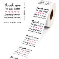 Stickers 38mm - 'Thank you for your order! Snap.Tag & Share!'