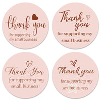 Stickers 38mm - 'Thank you for supporting my small business ' pink with gold text