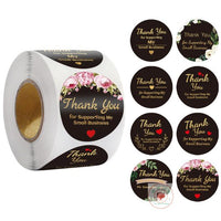 Stickers 38mm - 'Thank you for supporting my small business ' black floral