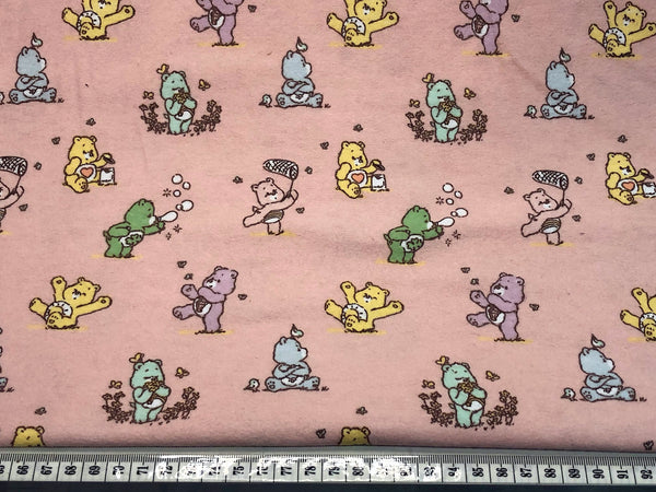 Flannel - F73 Playful Care Bears - Dusty Pink