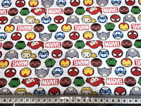 LC1574 Kawaii Marvel II Hero Faces & Logo - White