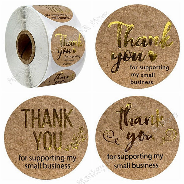 Stickers 38mm - 'Thank you for supporting my small business ' Kraft Paper