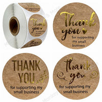 Stickers 25mm - 'Thank you for supporting my small business ' Kraft Paper