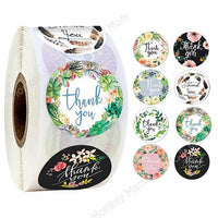 Stickers 25mm - 'Thank you' In Floral