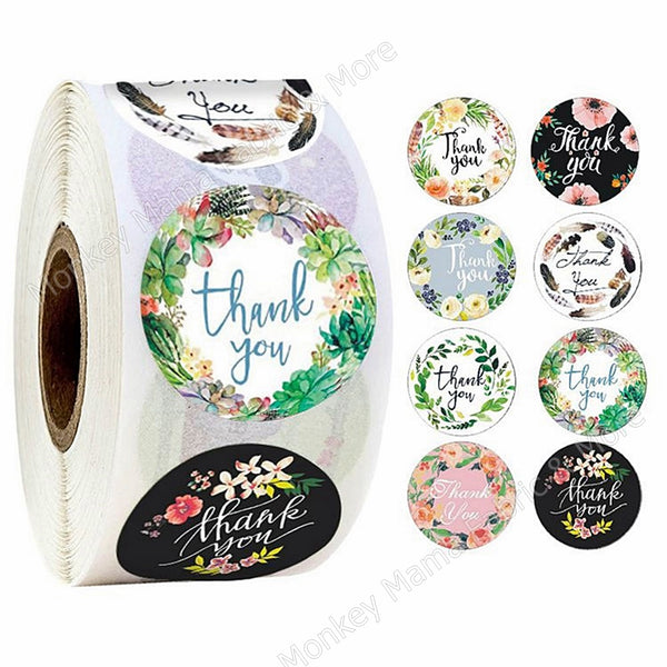 Stickers 38mm - 'Thank you' Floral Multi