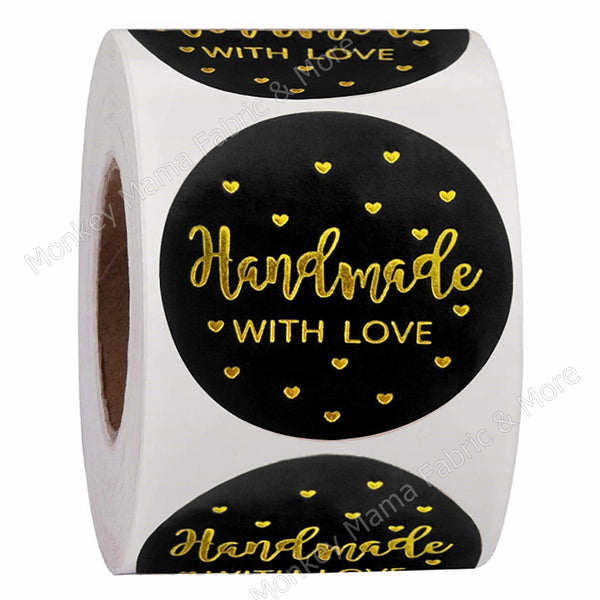 Stickers 25mm - 'Handmade WITH LOVE" In Black