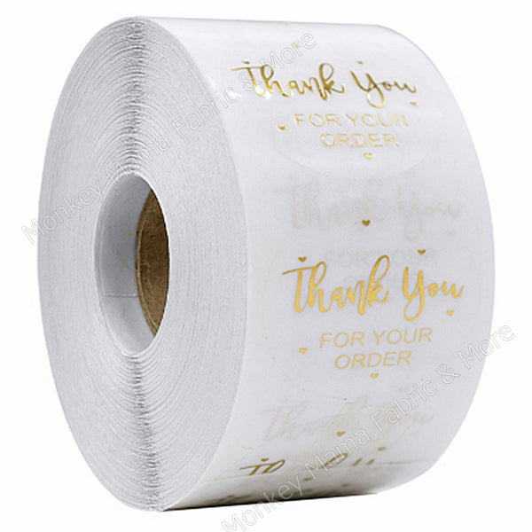 Stickers 25mm - 'Thank you for your order" In Clear