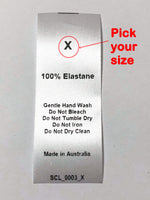 Care & Size Sewing Labels - 100% Elastane