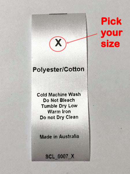 Care & Size Sewing Labels - Polyester/Cotton