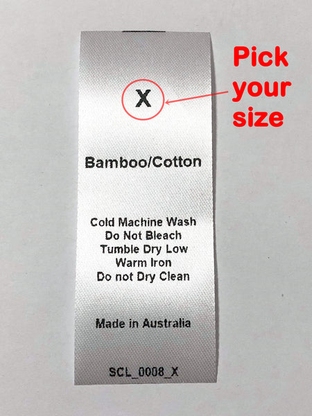 Care & Size Sewing Labels - Bamboo/Cotton