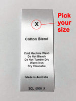 Care & Size Sewing Labels - Cotton Blend