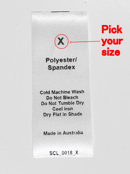 Care & Size Sewing Labels - Polyester/Spandex