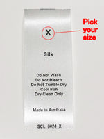 Care & Size Sewing Labels - Silk