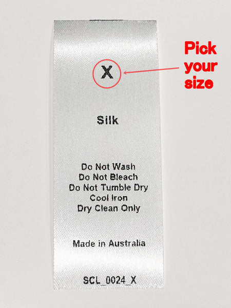 Care & Size Sewing Labels - Silk