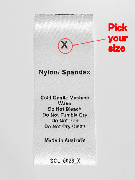 Care & Size Sewing Labels - Nylon/Spandex