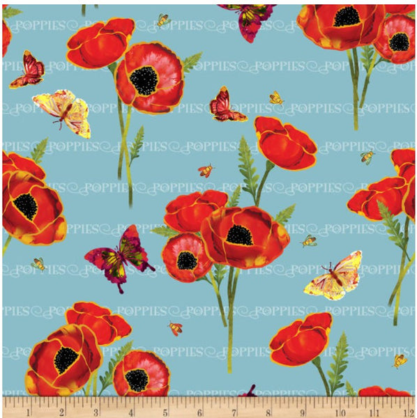 N058 Poppy Days Poppies, Butterflies & Words Blue