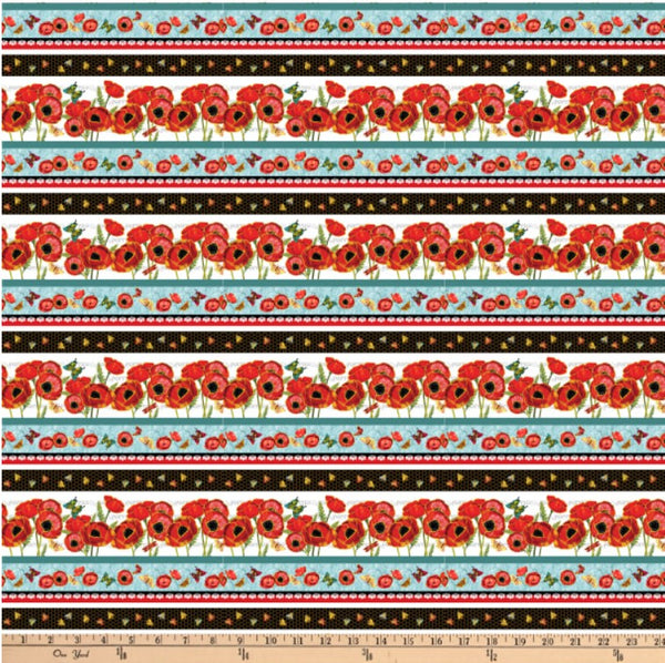 N060 Poppy Days Poppy Novelty Stripe Multi