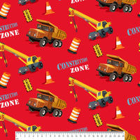 N88 Construction Zone Crane And Dump Truck Red