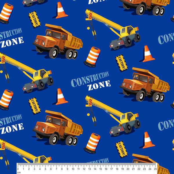 N89 Construction Zone Crane And Dump Truck Blue