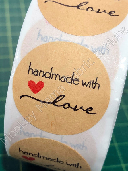 Stickers 25mm - 'Handmade With Love'