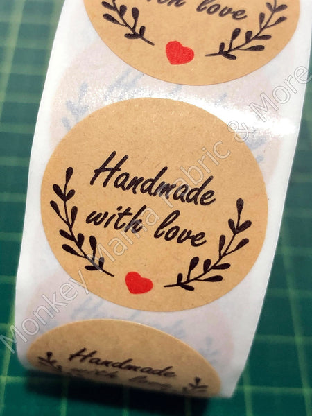 Stickers 25mm - 'Handmade With Love'