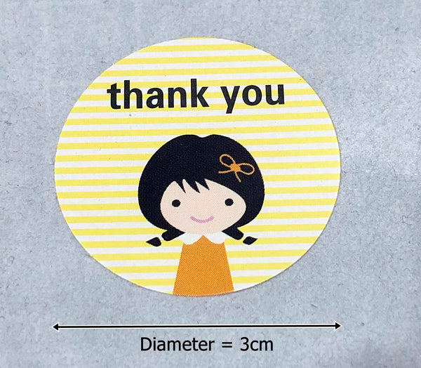 Stickers 30mm - 'Thank you" In Yellow